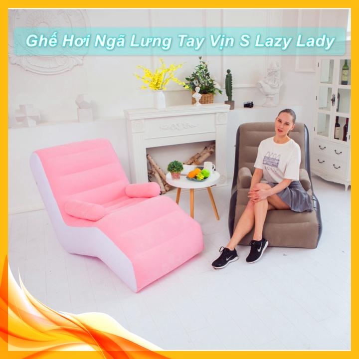 Ghế Hơi Tựa Lưng Đọc Sách Có Tay Vịn S Lazy Lady Nâu Coffee