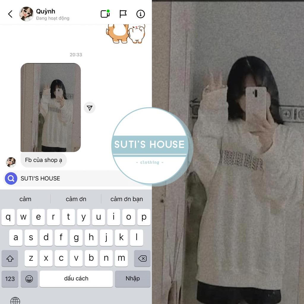 Áo Sweater In Chữ Trắng Unisex Nam Nữ Form Rộng Vải Mềm Mịn Phong Cách Ulzzang - Suti House