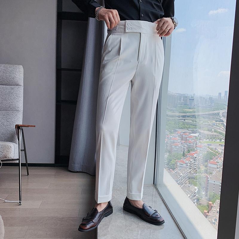 Quần Âu Baggy Nam Ống Đứng Trơn Màu Cạp Cao Phối Đai Khuy Kiểu Mới Thời Trang Zenkonu QUAN NAM 130