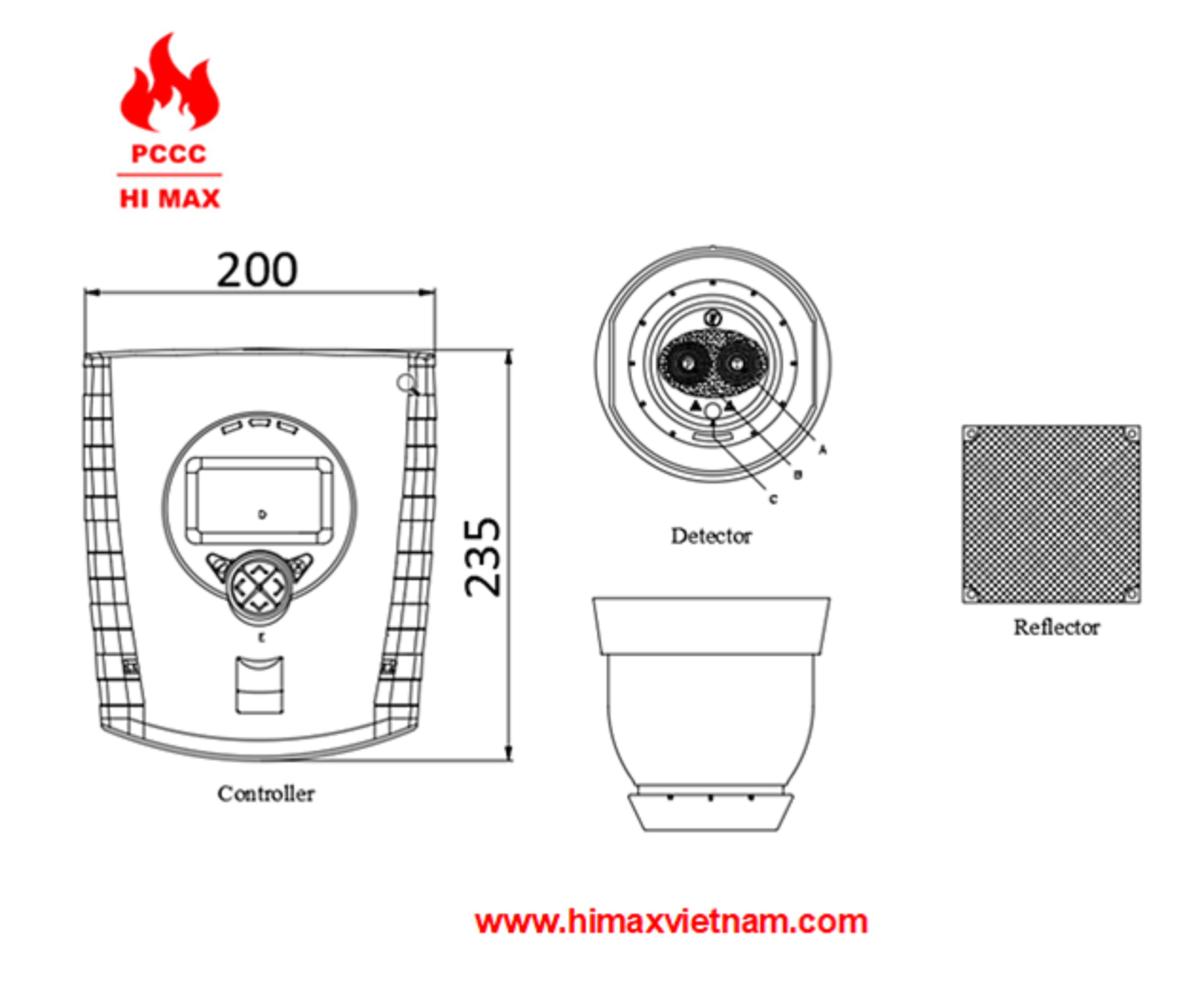 Đầu báo khói dạng Beam hi max HD1016