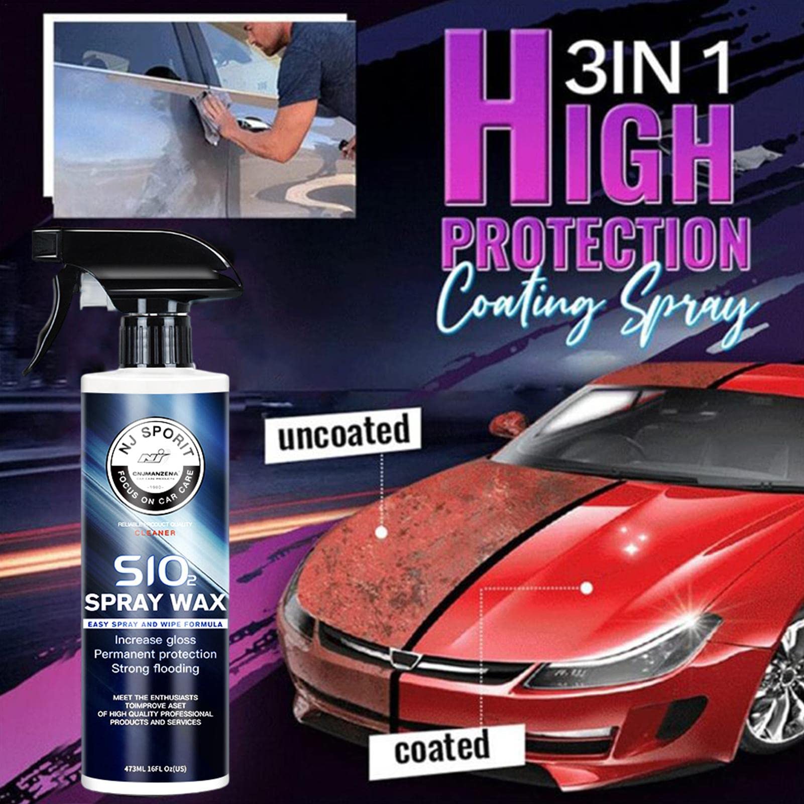 Chai Nano dạng Xịt Dưỡng Bóng Son Xe Chống nước giúp xe luôn mới SIO2 Spray Wax cao cấp