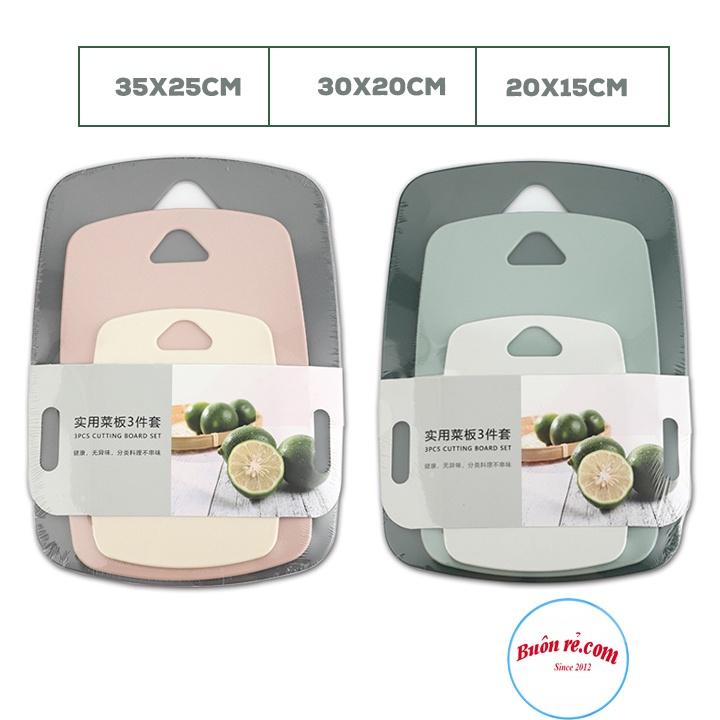 Set 3 thớt nhựa kháng khuẩn, an toàn – Combo 3 thớt nhựa nhiều màu chống nấm mốc - 01525