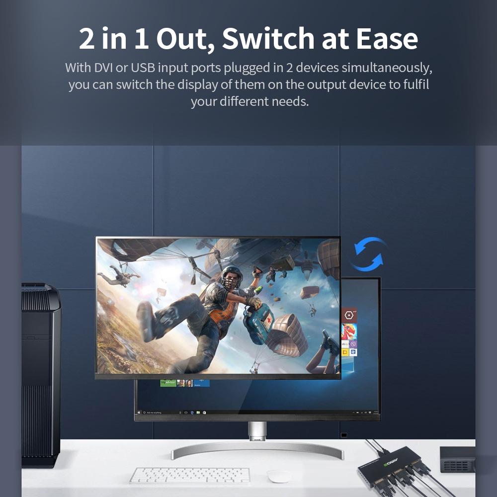 Công tắc DVI 2 trong 1 AIMOS 1920 * 1200 @ 60Hz / 2 USB2.0 HUB