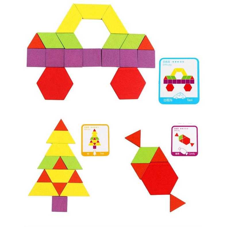 Ghép hình Pattern Block Montessori 155 chi tiết cho bé sáng tạo - Đồ chơi ghép hình Tangram