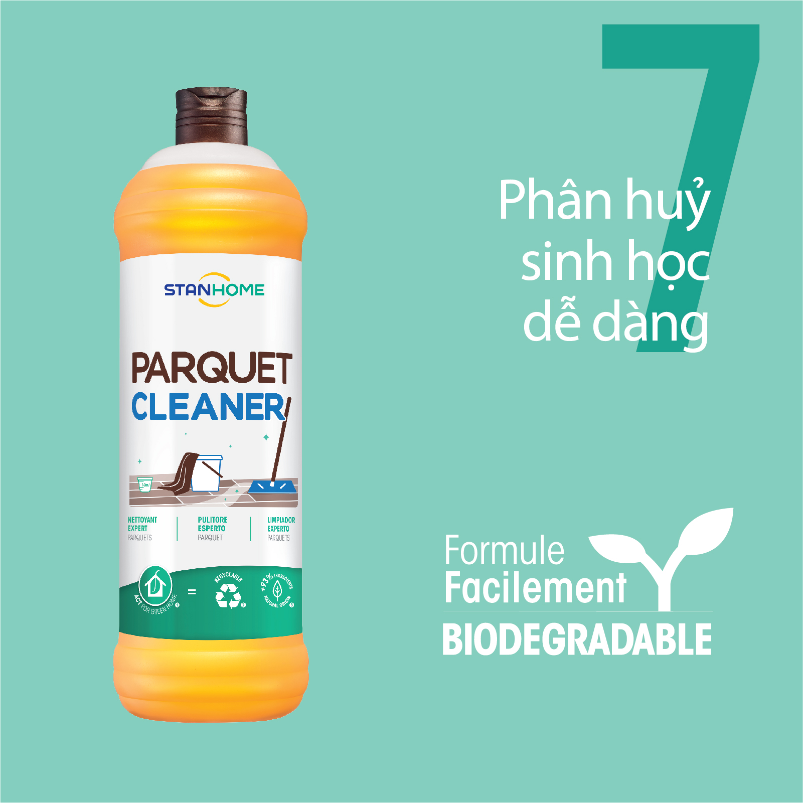 Nước Lau Sàn Gỗ Đậm Đặc Stanhome Parquet Cleaner (1000ml)