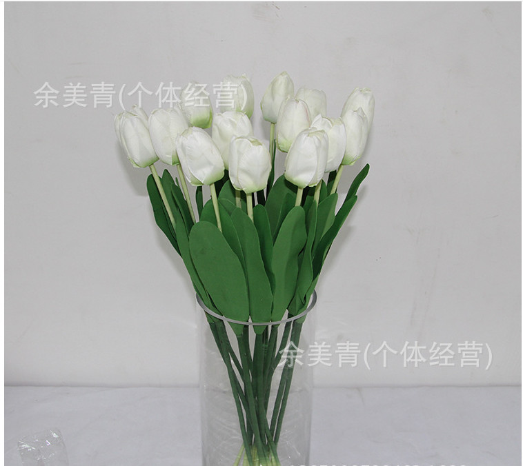 Hoa giả-Cành Hoa Tulip Đơn màu trắng