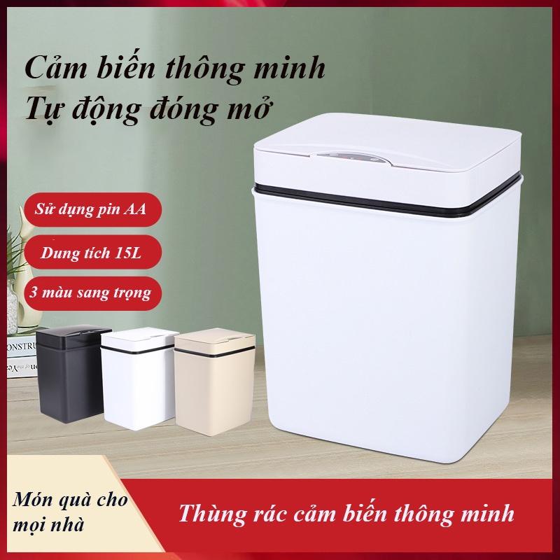 Thùng rác cảm biến thông minh 15 lít Jinxiu K123 tự động đóng mở sạch sẽ sang trọng vệ sinh 3 màu sang trọng