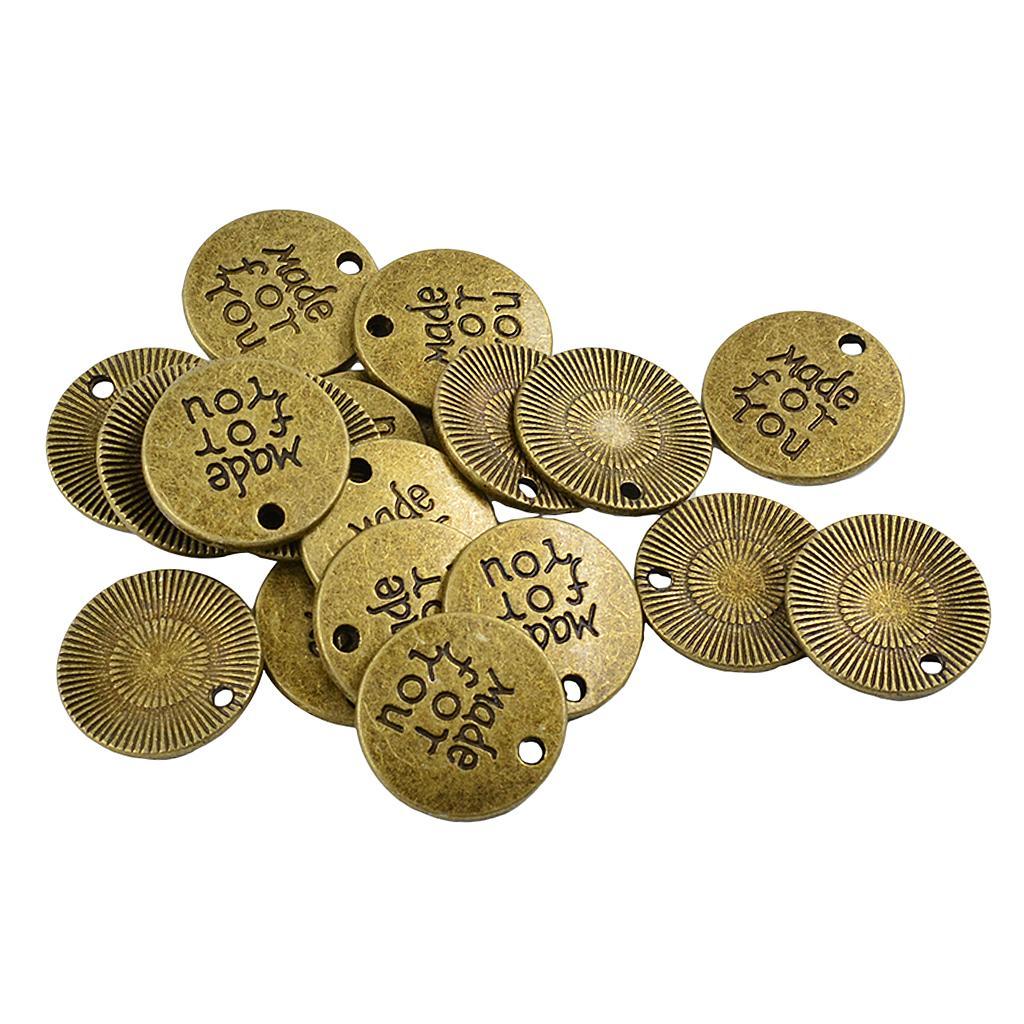 20 Pieces Alloy Round Made for You Pendants Charms Findings for DIY Jewelry Making