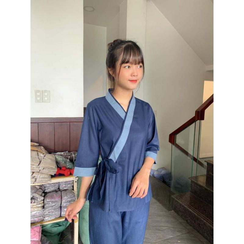 #đồ lam đi chùa cao cấp#đồ lam thiết kế #nhật nơ phối linen