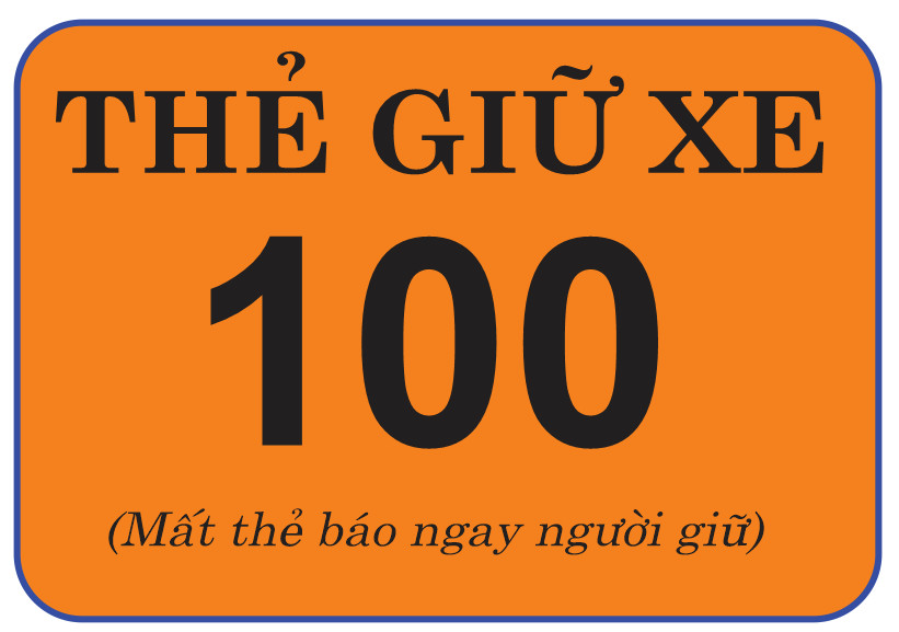 100 thẻ giữ xe , in số, không in thông tin, ép plastic giao màu ngẫu nhiên