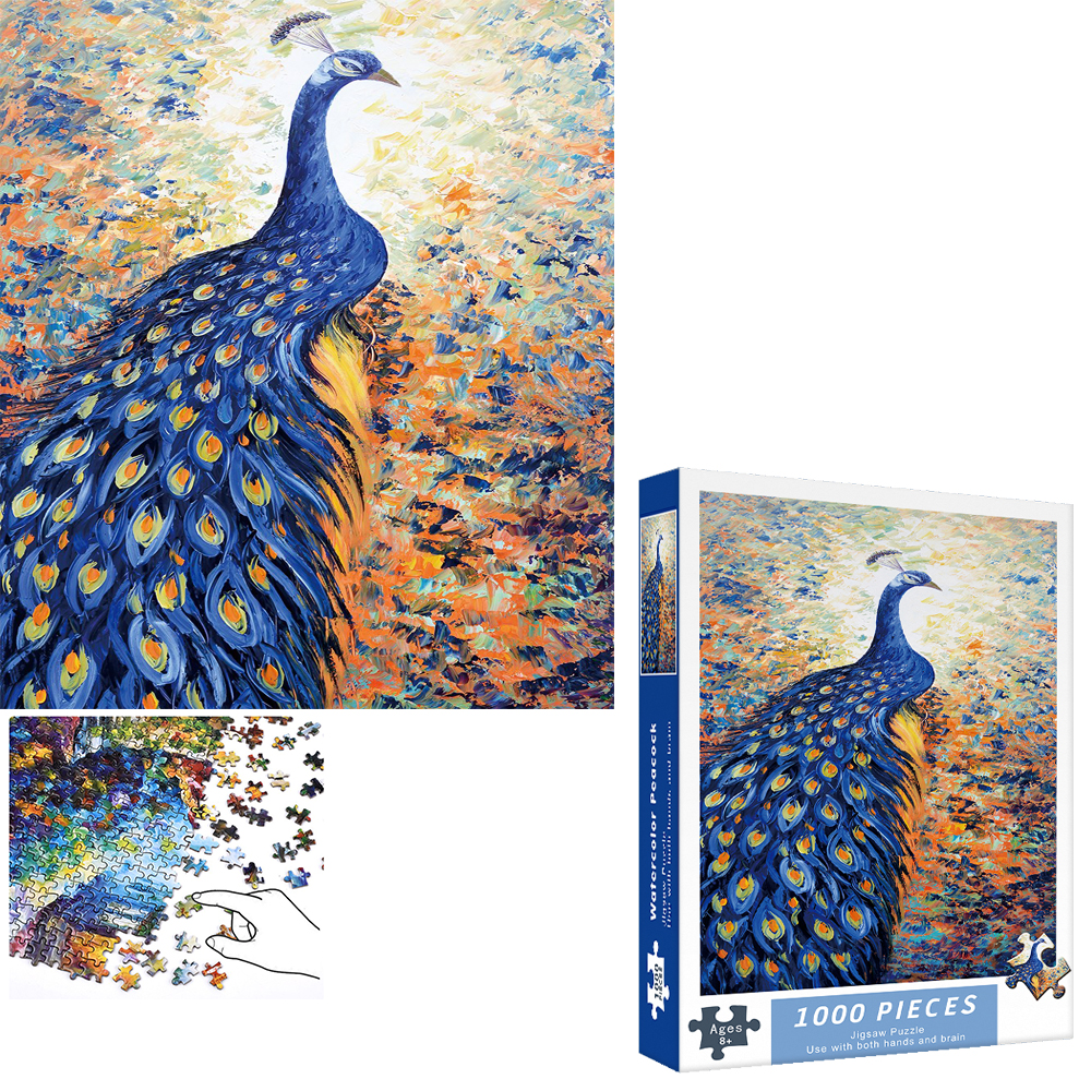 Bộ Tranh Ghép Xếp Hình 1000 Pcs Jigsaw Puzzle Tranh Ghép (75*50cm) Con Công Bản Đẹp Cao Cấp