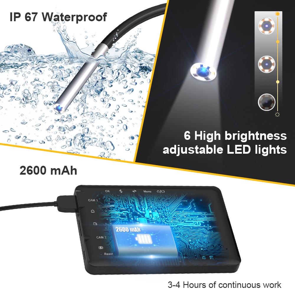 Dearsee 3.9mm Industrial Endoscope 4.3 Inch Screen Handhold Inspection Borescope 720P HD Endoscope Camera Endoscopic for Cars .