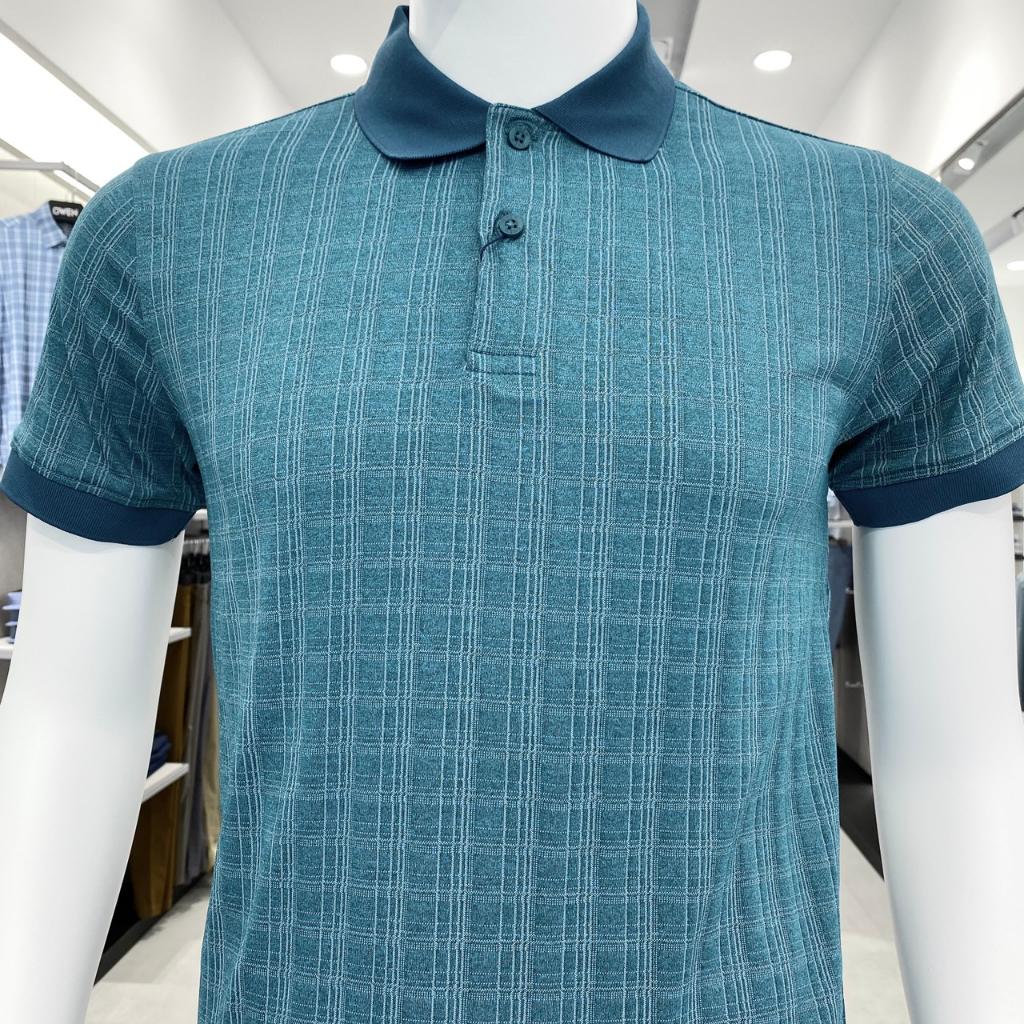 OWEN - Áo polo nam ngắn tay Owen màu xanh cổ vịt kẻ ô 231217