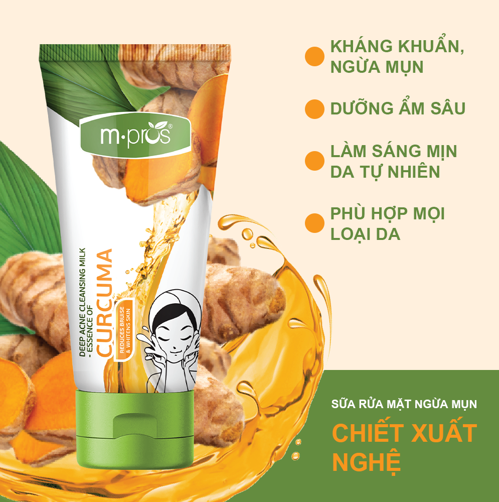 Combo 3 Sữa Rửa Mặt Ngăn Ngừa Mụn Chiết Xuất Nghệ M.pros