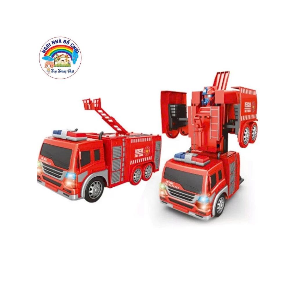 Đồ chơi Xe cứu hỏa biến hình Robot, có đèn và tiếng nhạc của xe cứu hỏa vui nhộn cho bé