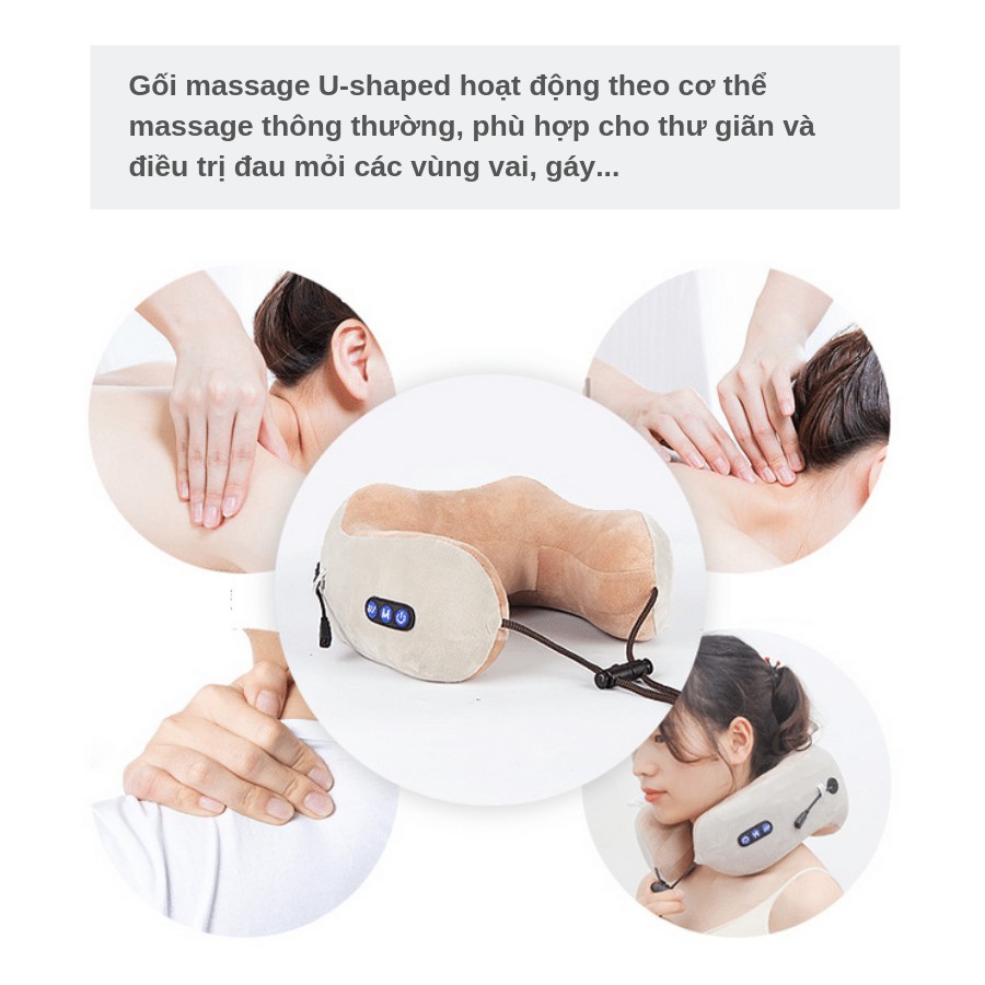 Gối Massage Cổ Thư Giãn, Gối Ngủ Văn Phòng , Gối Đi Du Lịch Chữ U Hàng Cao Cấp - Chính Hãng