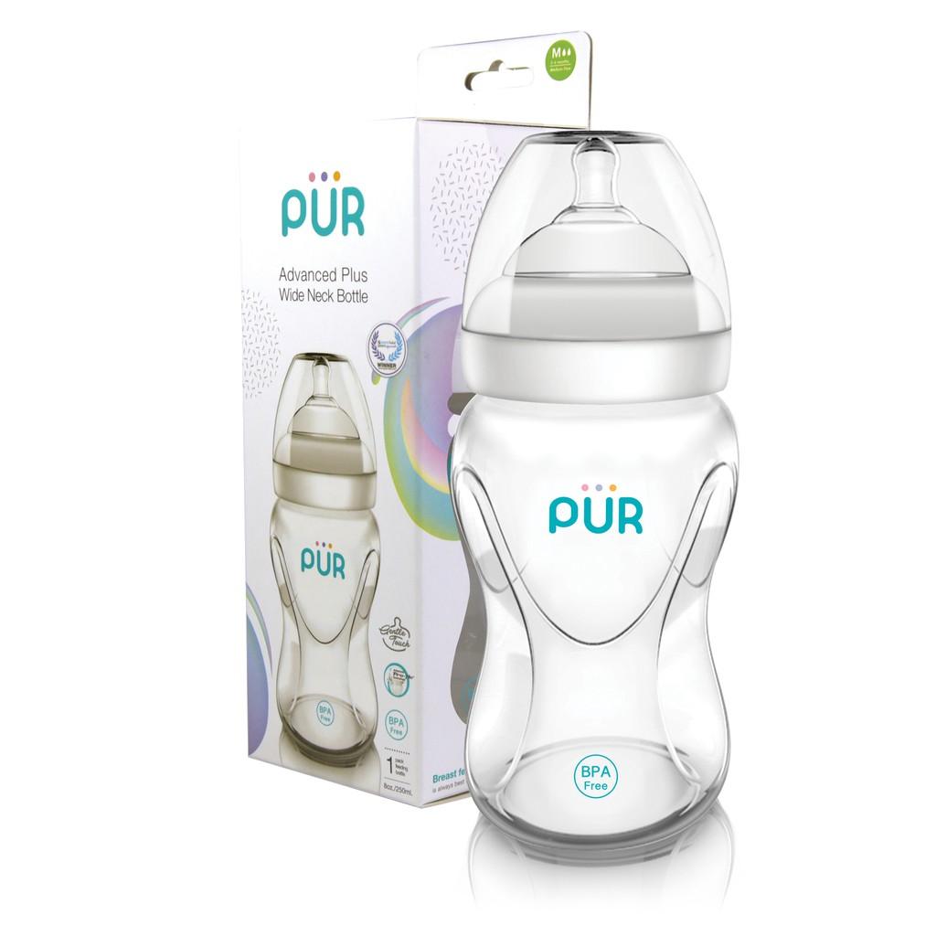 Combo Bình sữa cổ rộng Pur Advanced Plus 250ml + núm size L