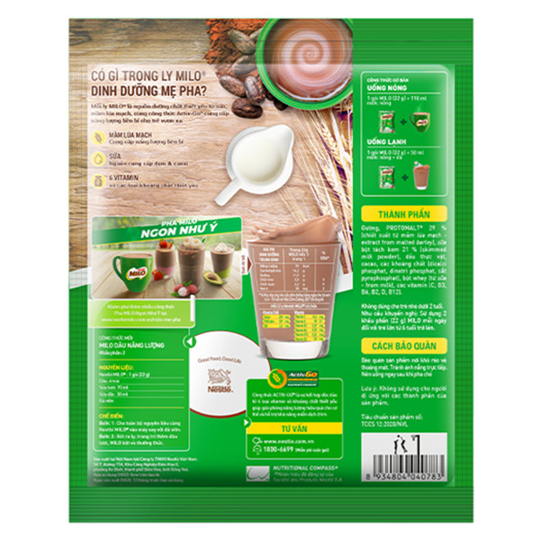 Bịch 15 gói Thức Uống Lúa Mạch Nestlé MILO Sữa 3 Trong 1