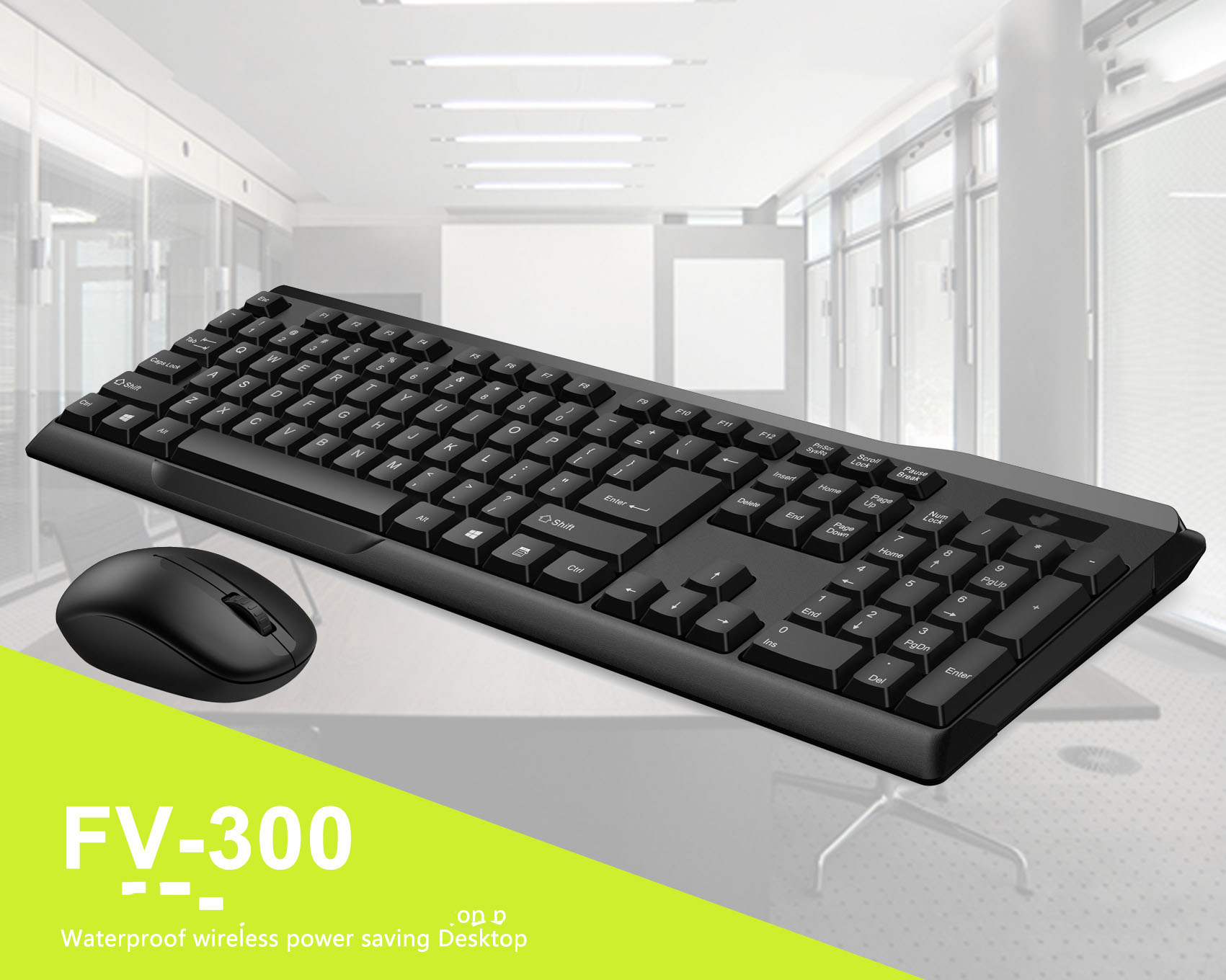Bộ Bàn Phím Chuột Không Dây FV300 Chống Nước- Hàng nhập khẩu