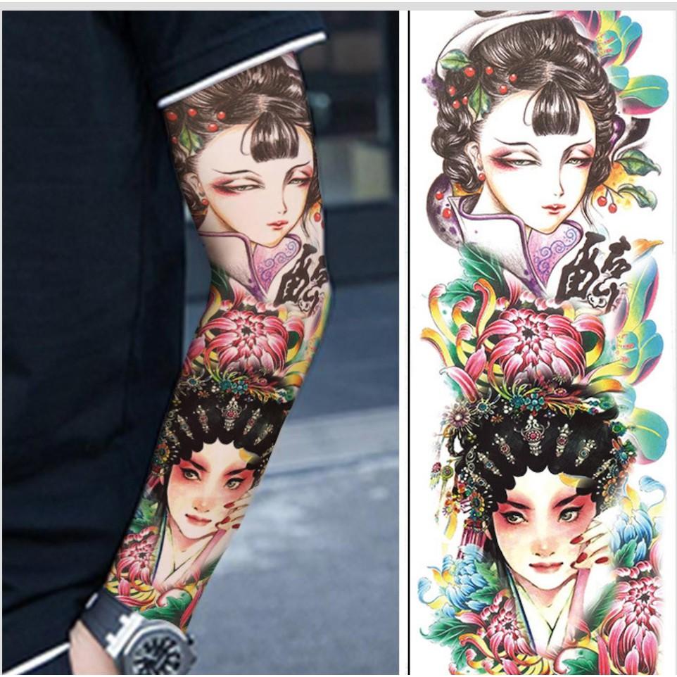 Hình xăm dán kín tay màu cao cấp 17x48cm
