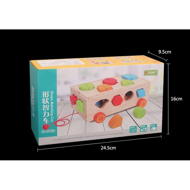 Đồ chơi Xe kéo thả hình khối và số đếm bằng gỗ loại đẹp cho bé