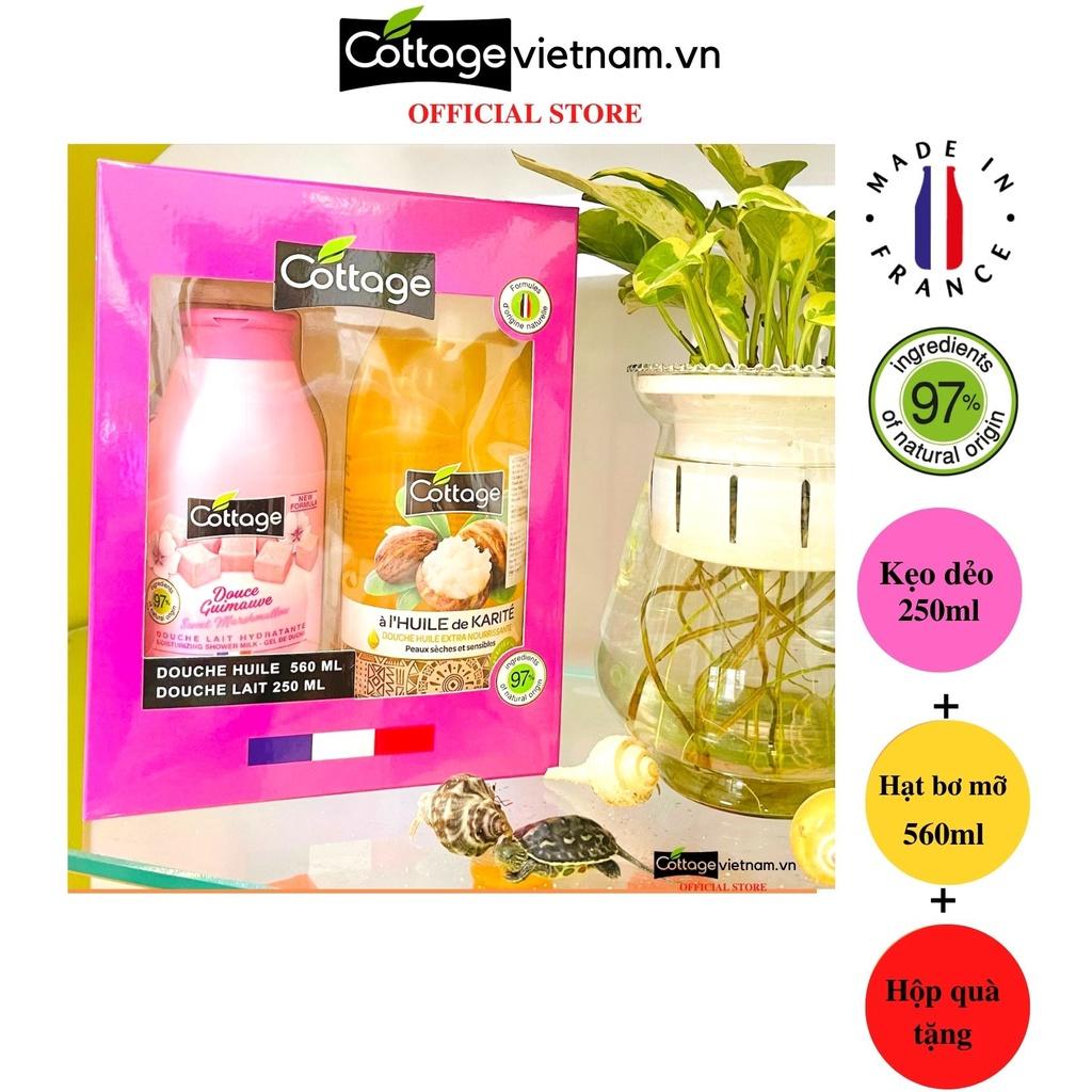 Combo Hộp Quà Tặng 2 Món sữa tắm Dưỡng ẩm Cottage
