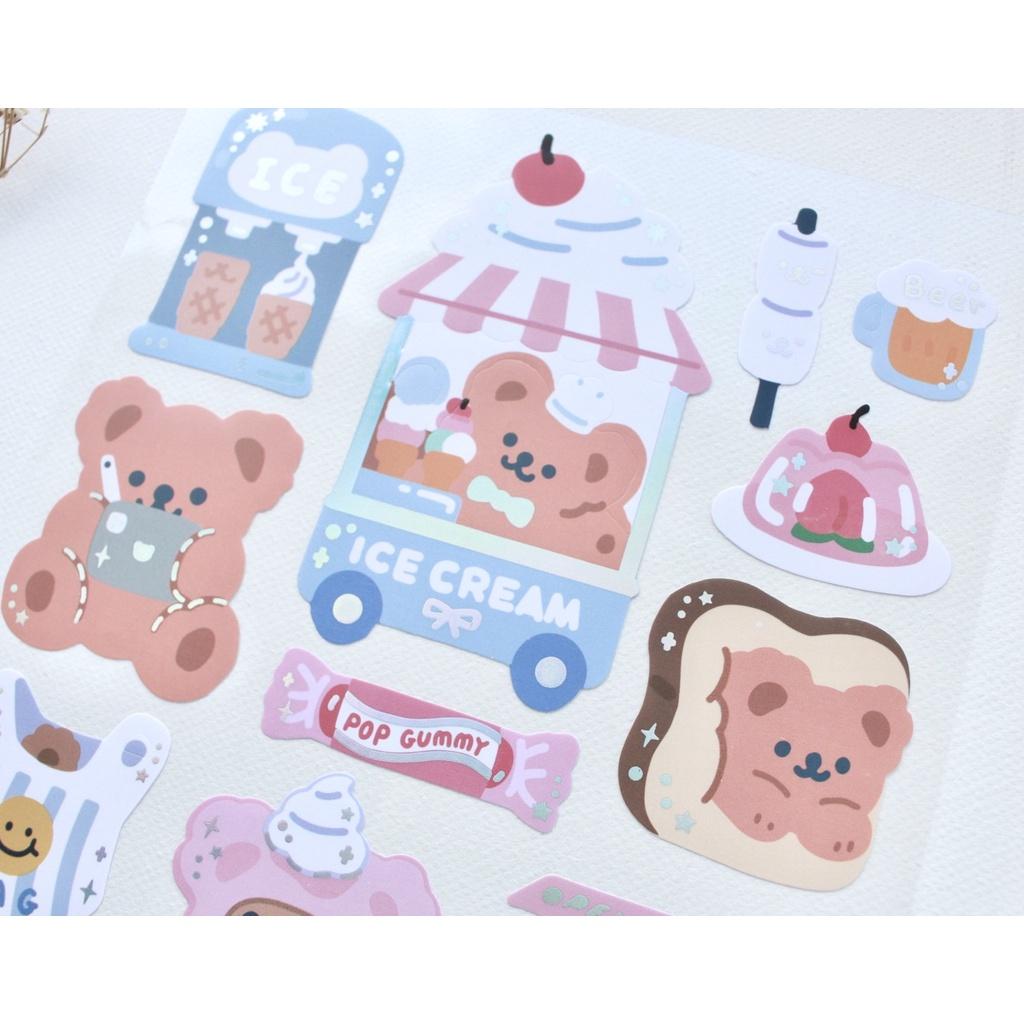Tấm Sticker Hình Dán Gấu Twinkle Bear Kháng Nước