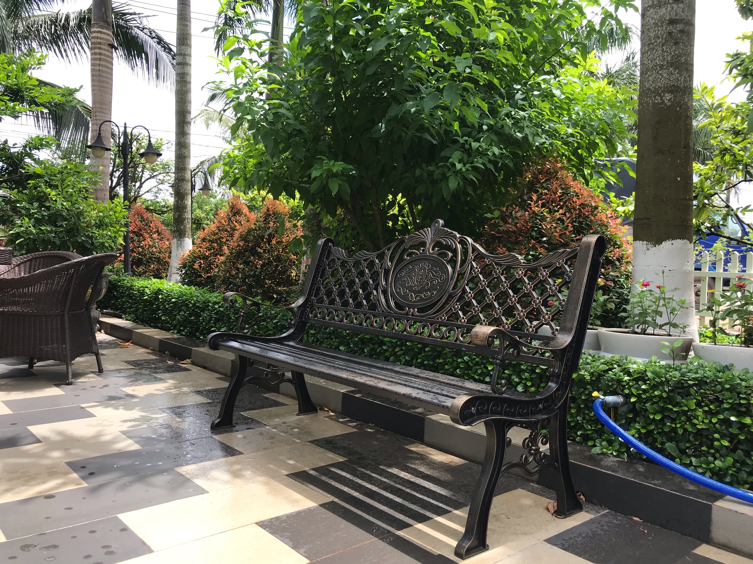 Ghế công viên nhôm đúc màu nâu GCV-06N