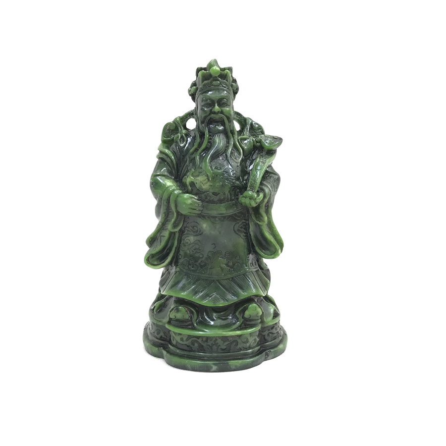 Bộ tượng đá trang trí phong thủy Tam đa Phúc Lộc Thọ - Chiều cao 14cm - Màu xanh lục bích