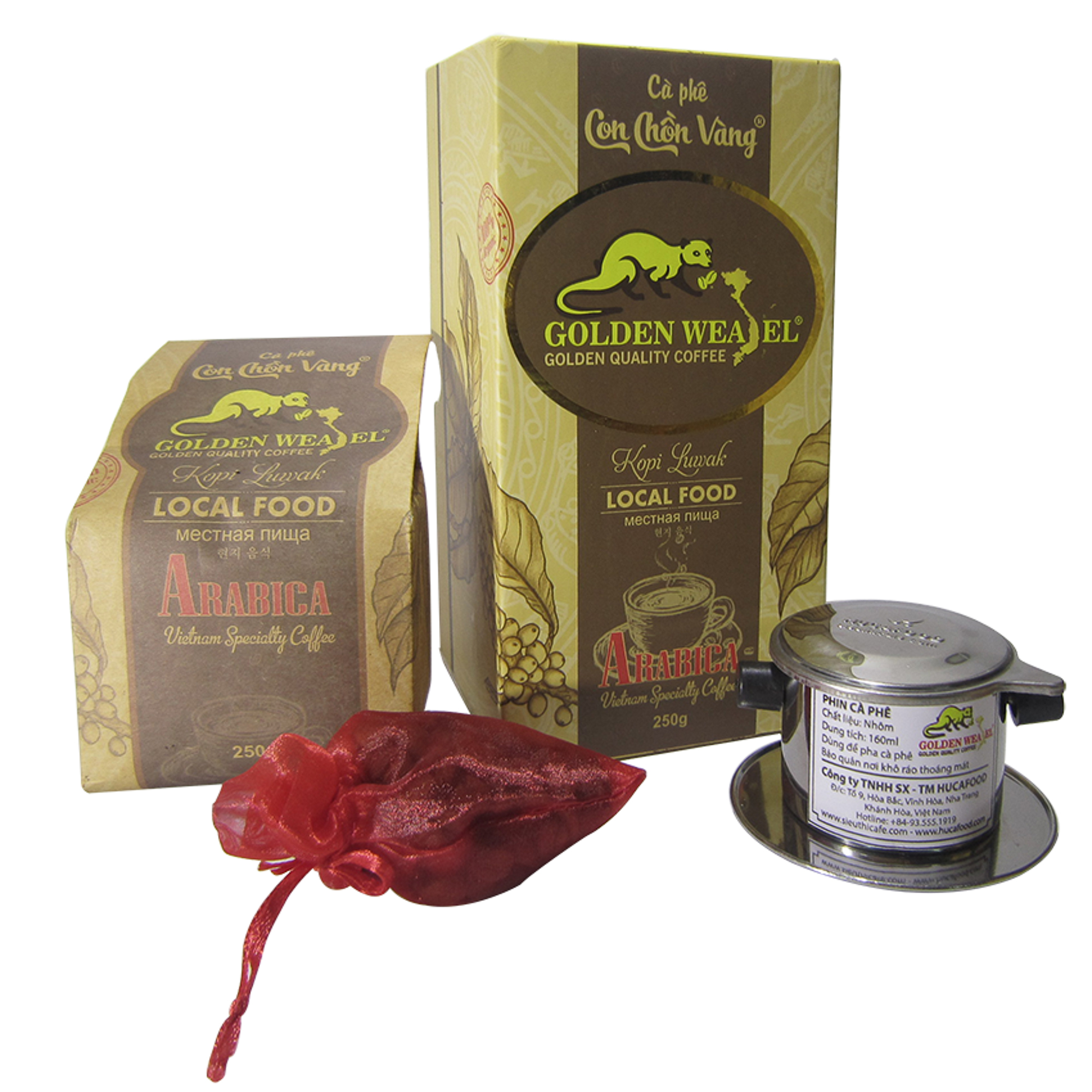 Cà Phê Arabica Rang Xay Nguyên Chất Con Chồn Vàng - Hộp Vuông 250Gr