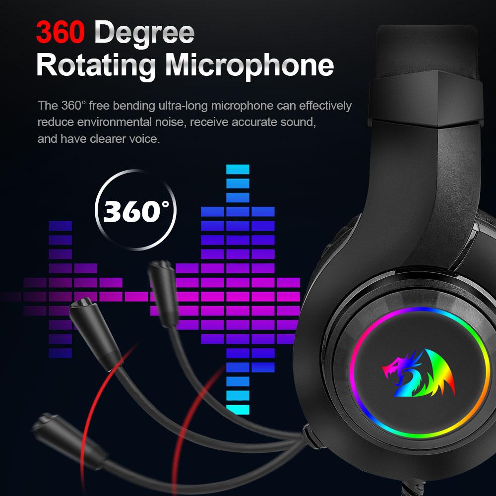 Tai nghe chơi game REDRAGON HYLAS H260 RGB, Âm thanh vòm 3,5 mm Máy tính PC Tai nghe Tai nghe Micrô cho PS4 Switch Xbox-one Màu sắc: Đen