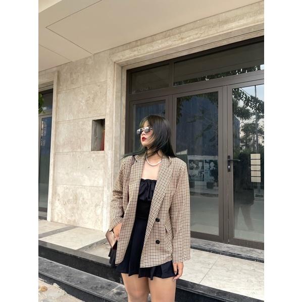 BLAZER CARO - Xám,XL (ngực dưới 108cm)