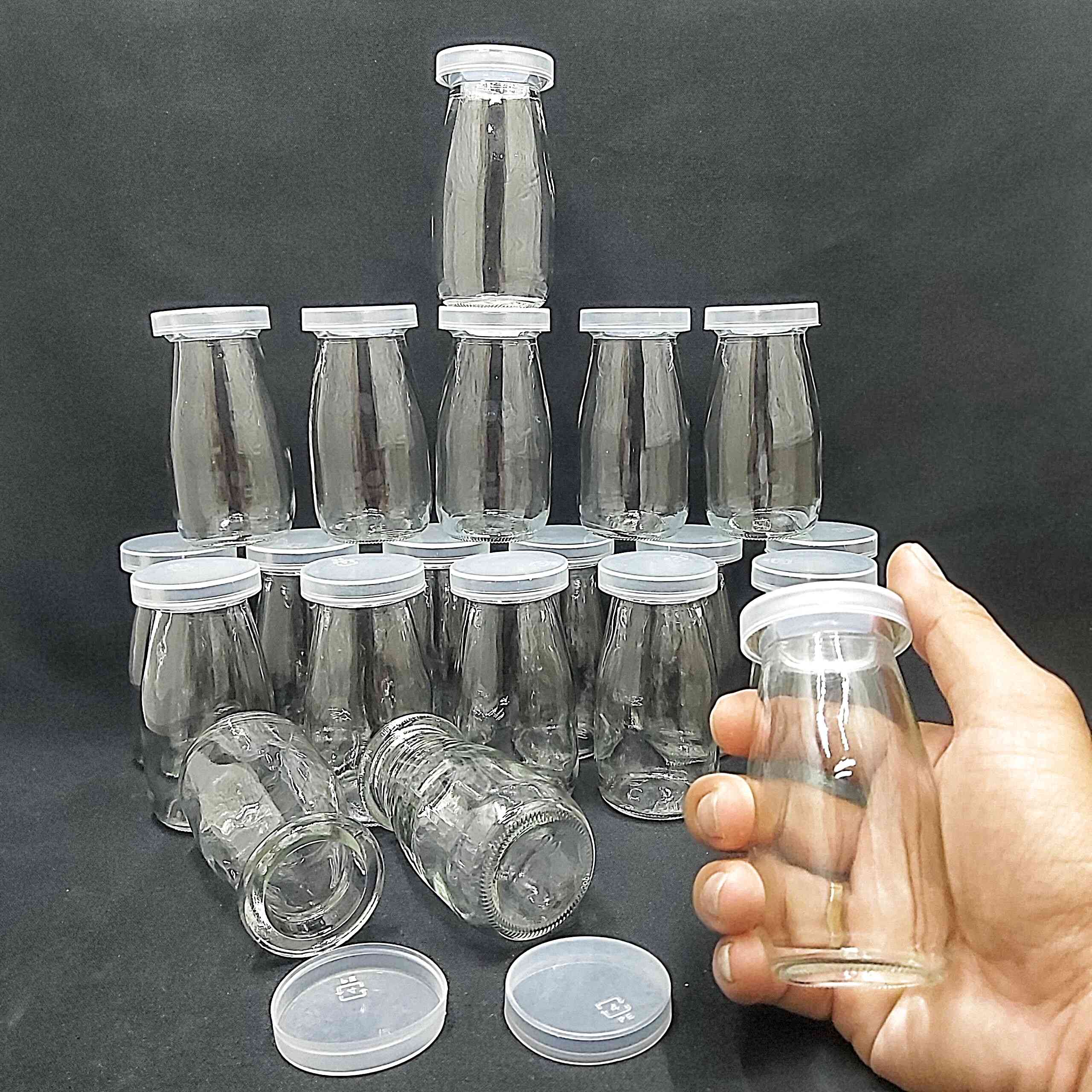 Combo 20 lọ đựng sữa chua thủy tinh 100ml mẫu Trụ Tròn Cao - nắp nhựa – hũ yaourt siêu trong, chuyên dùng đựng thực phẩm, mỹ phẩm, dược phẩm