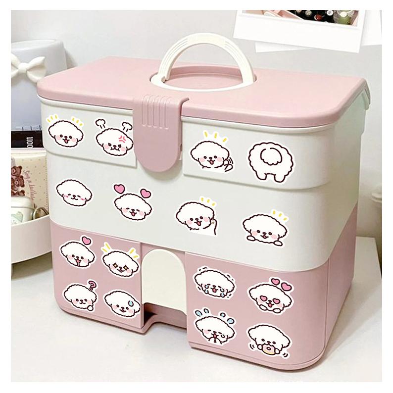 Sticker CHÓ POODLE TRẮNG CHIBI hoạt hình cute trang trí mũ bảo hiểm,guitar,ukulele,điện thoại,sổ tay,laptop-mẫu S131