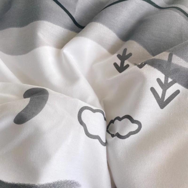 Set Cotton Living Hàng Nhập Khẩu Cao Cấp 4 Món Kẻ Xanh Xám Sóng Nước