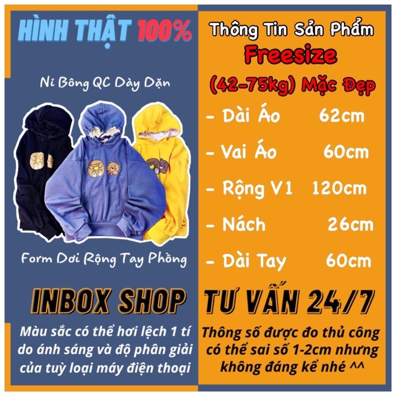 Áo hoodie nam nữ nỉ bông qc form rộng tay phồng cánh dơi sweater GẤU NÂU RỚT ĐẦU