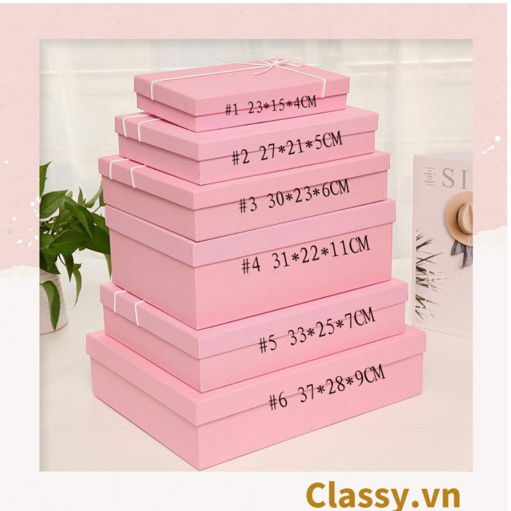 Hộp quà tặng Classy màu hồng trơn, chất liệu giấy cứng cáp Q1557