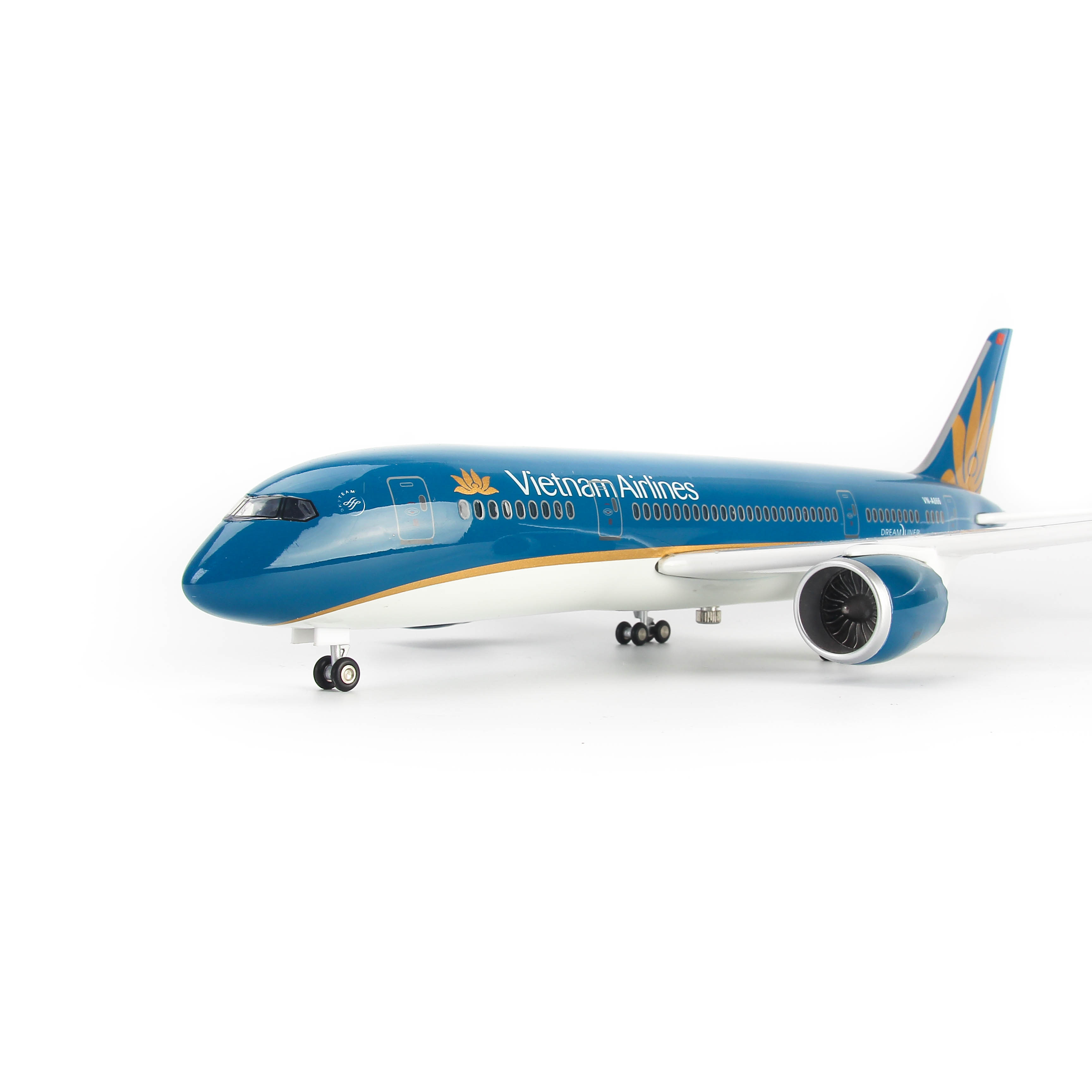 Mô hình máy bay Vietnam Airlines lắp ráp (47cm)-Xanh dương đậm,có đèn LED