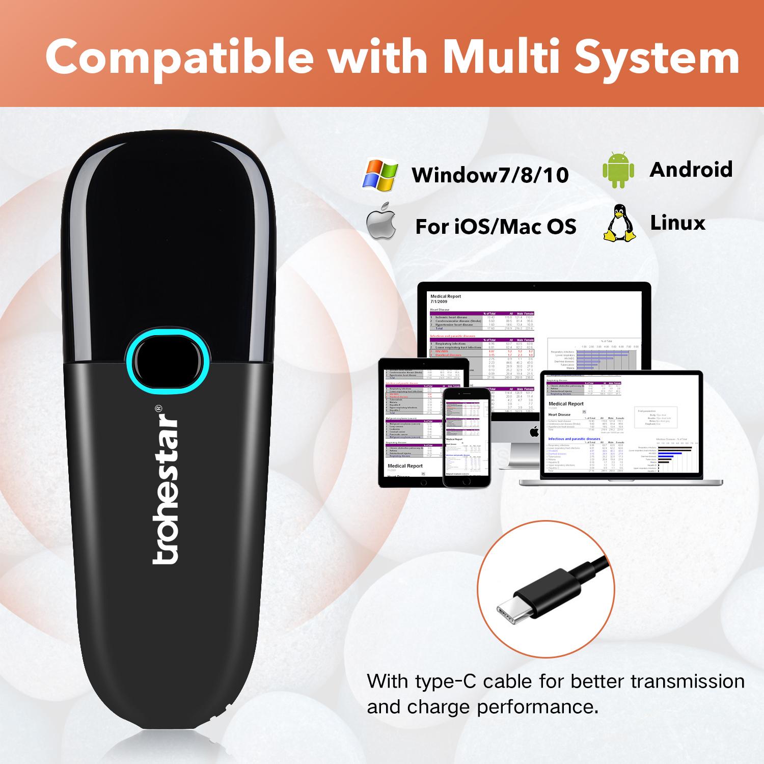Máy quét mã vạch không dây Chức năng tương thích Bluetooth 2D/1D Máy quét 1D /2D Không dây 2.4GHz