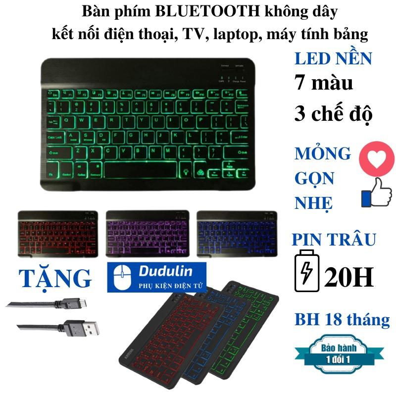 Bàn Phím Bluetooth không dây cho IPAD điện thoại di động máy tính bảng 10 inch có led nền pin sạc