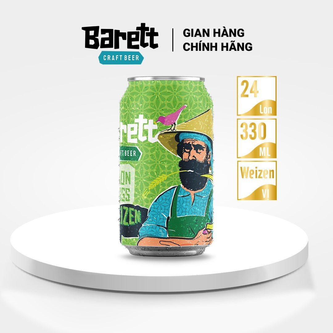 Combo 12 lon bia thủ công Lemongrass Weizen (330ml)