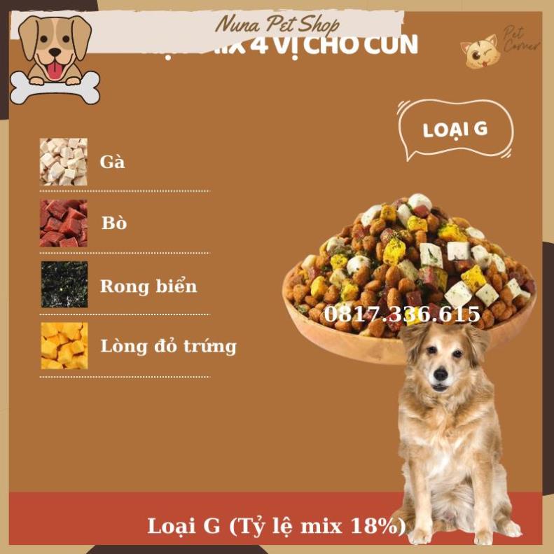 Hạt mix cao cấp cho cún trộn thịt bò, gà, tôm, cá, lòng đỏ trứng, rau củ quả - Thức ăn hạt cho chó kén ăn