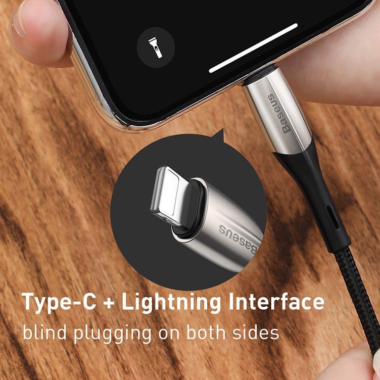 Dây cáp sạc nhanh 18W USB Type C USB C to lighting cho iPad iPhone hiệu Baseus Horizontal (trang bị đèn LED, sạc nhanh chuẩn PD 18W, Công nghệ chống đứt SR) - hàng nhập khẩu