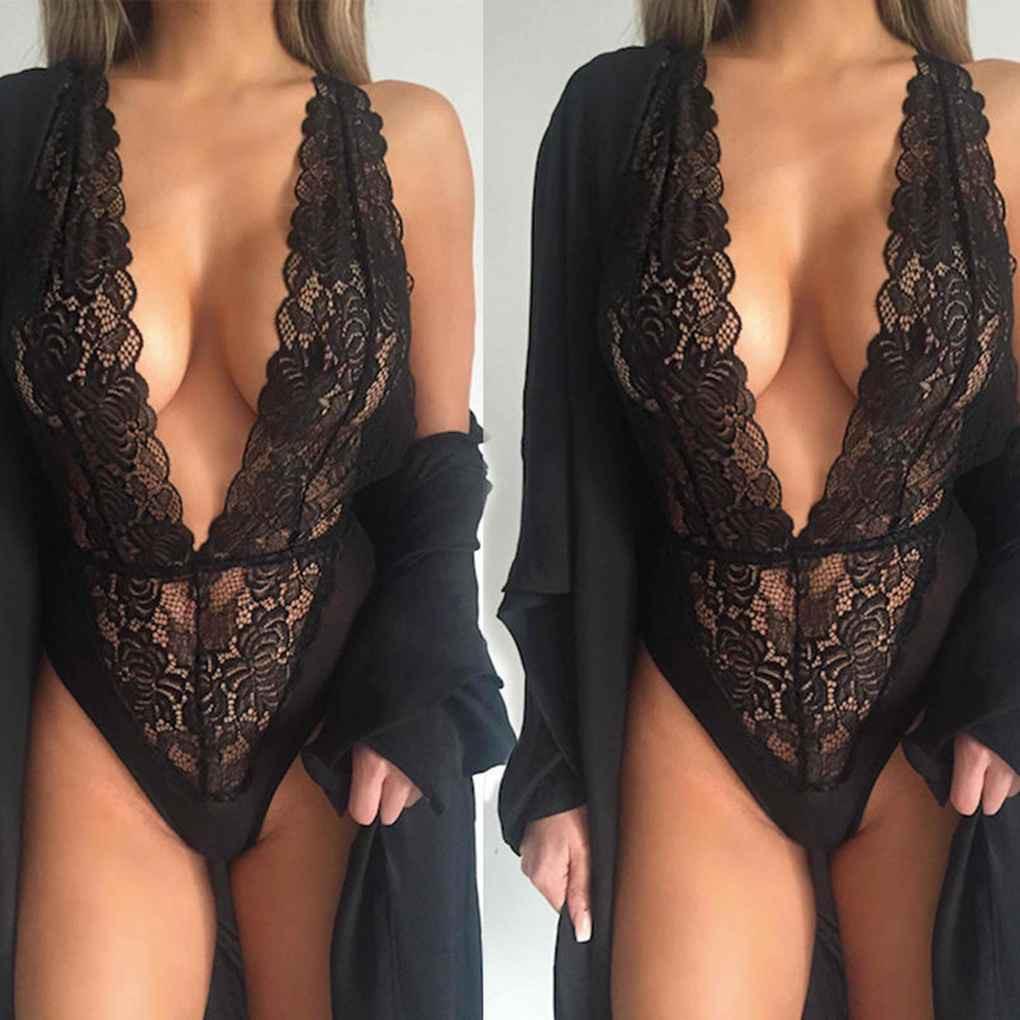 Trang Phục Gợi Cảm Cổ Chữ V Màu Đen Bằng Sợi Nhân Tạo
