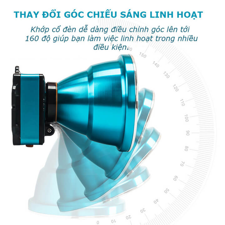 Đèn pin đội đầu siêu sáng chiếu xa 500m công suất 100W, pin trâu 8-10h, đèn pin đeo trán 1 bóng chống thấm nước SS-5578 100W