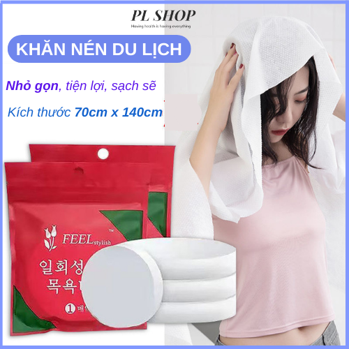 Khăn Tắm Viên Nén Du Lịch 70*140cm Nhỏ Gọn, Siêu Tiện Lợi... Làm Từ Cotton,  Sử Dụng Nhiều Lần