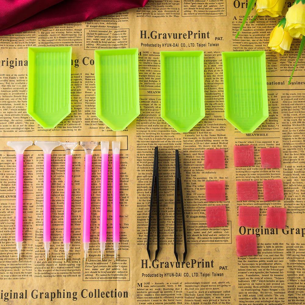 Bộ Dụng Cụ Làm Tranh Kim Cương Thủ Công Set 22 Cái