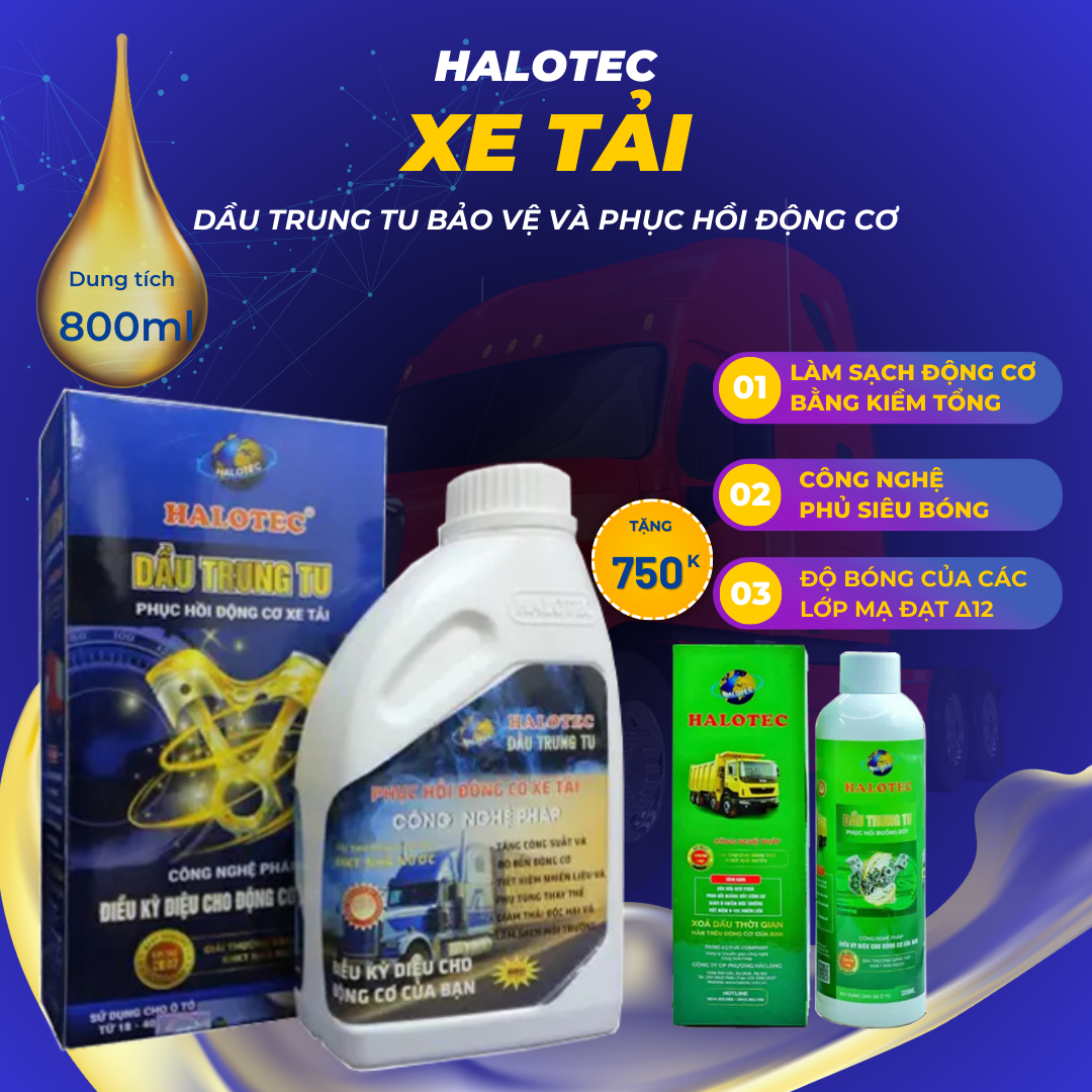 HALOTEC (xe tải, máy nông - công nghiệp 800ml ) Dầu Trung Tu Phục Hồi Động Cơ