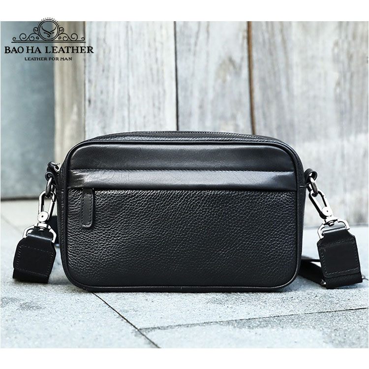 Túi đeo chéo nam mini da bò thật BAOHA LEATHER BHM6189 Túi da đeo vai nhỏ