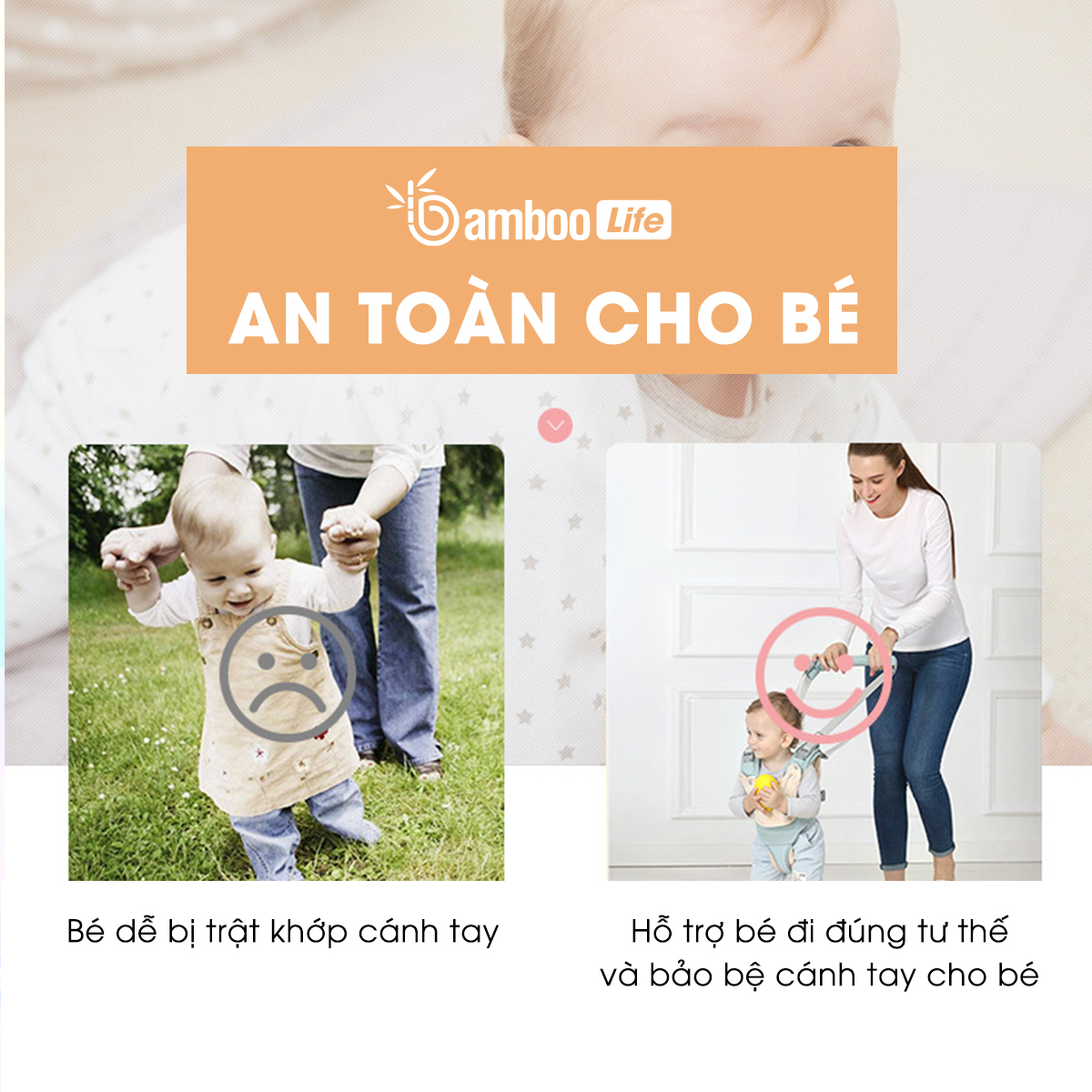 Dây đai tập đi cho bé cao cấp Bamboo Life hàng chính hãng thiết kế an toàn hỗ trợ cho bé tập đi BL039